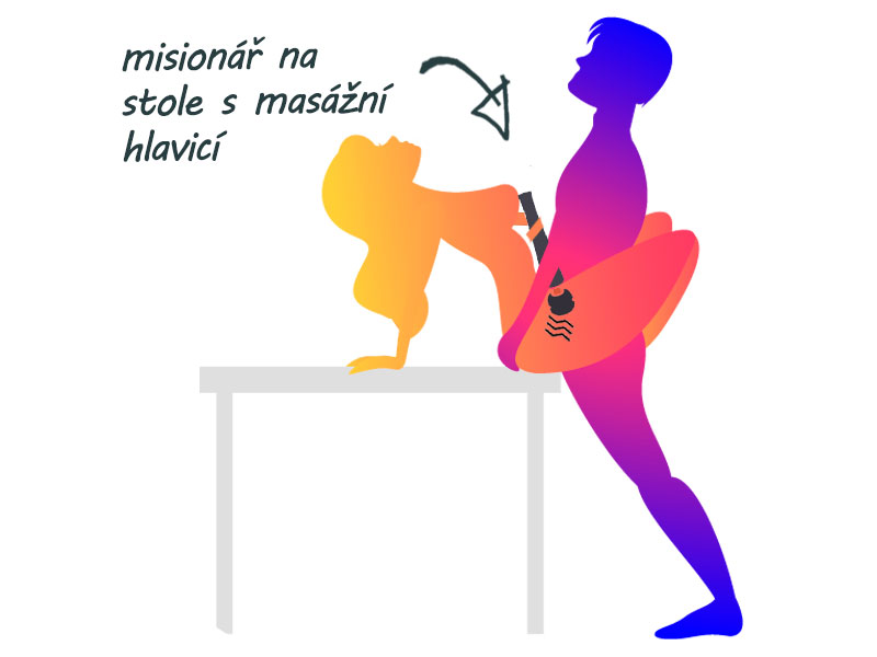 sexuálna poloha na stole s masážnou hlavicou